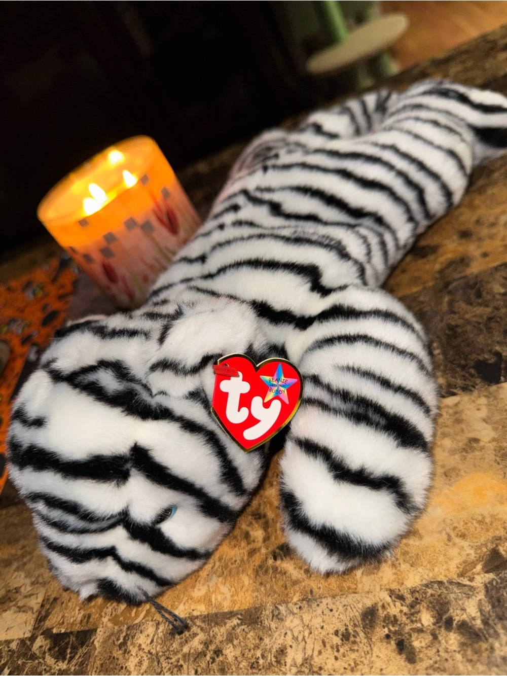 TY BEANIE BUDDY WHITE TIGER LARGER STYLE